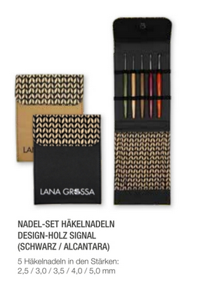Lana Grossa Wollhäkelnadel-Set Design-Holz Signal Klein (Braun)